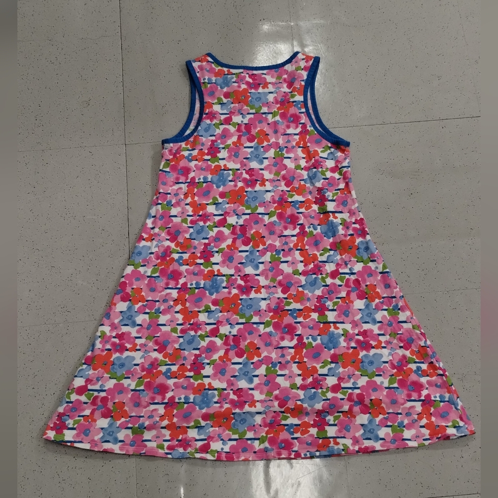 Lands' End floral Flower Sleeveless Multicolor Cotton Tank Dress Small 7-8 Girl - Picture 3 of 10